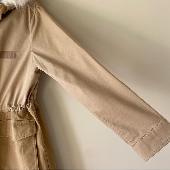 GAP 2-in-1 Parka Coat Jacket with Fur Trim Removable Lining Khaki Tan Hooded S - Picture 5 of 15